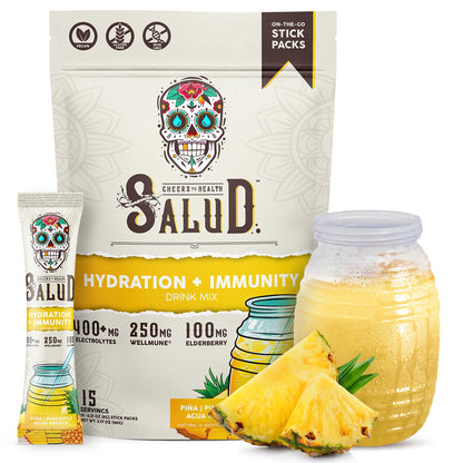 Salud Sobres Hidratantes 2-en-1 + Electrolitos Inmunitarios en Polvo Sabor Piña